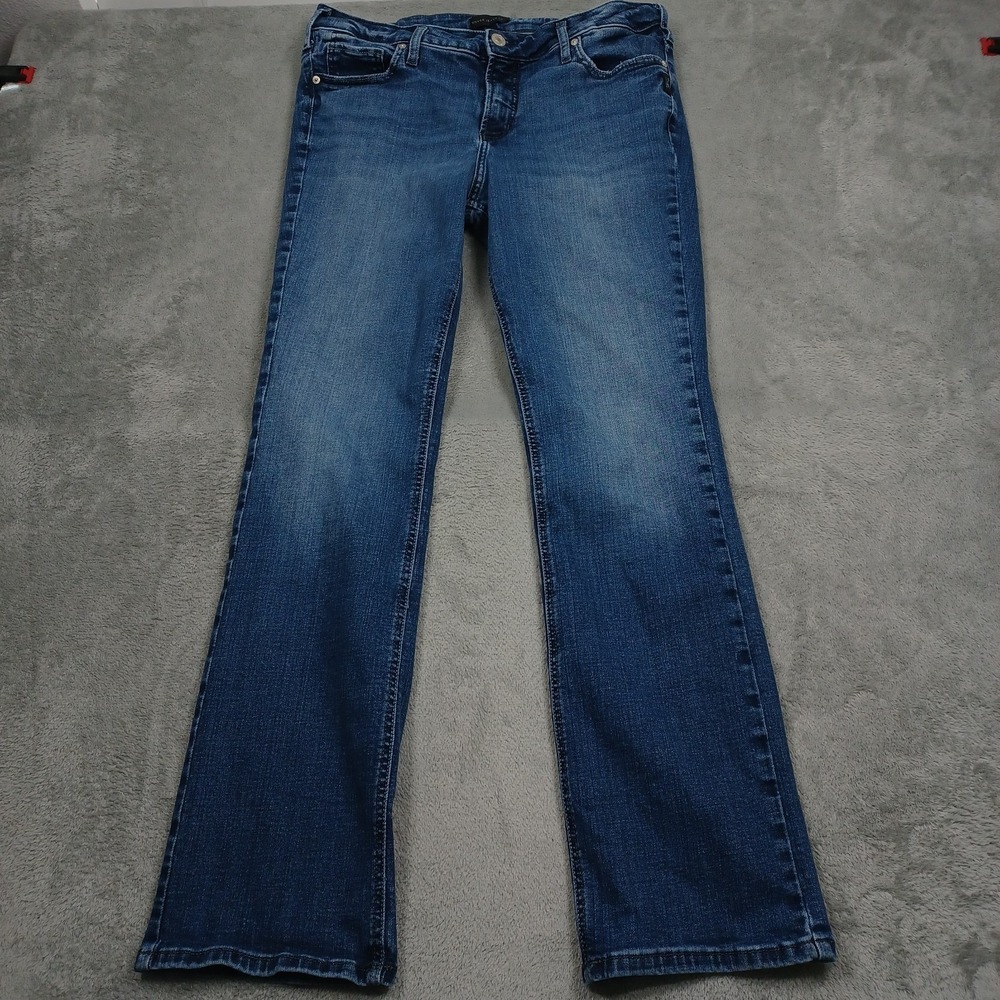 Silver Jeans Womens 14 Blue Denim Elyse Slim Bootcut Casual Distressed Modern